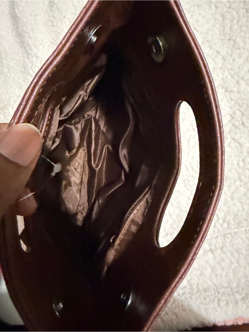 Vintage Brown Leather Cutout Handle Clutch - Picture 5 of 5